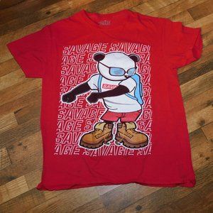 Red Savage, The Young & Wild tee shirt, medium, black